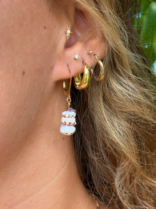 Triple Puka Earrings